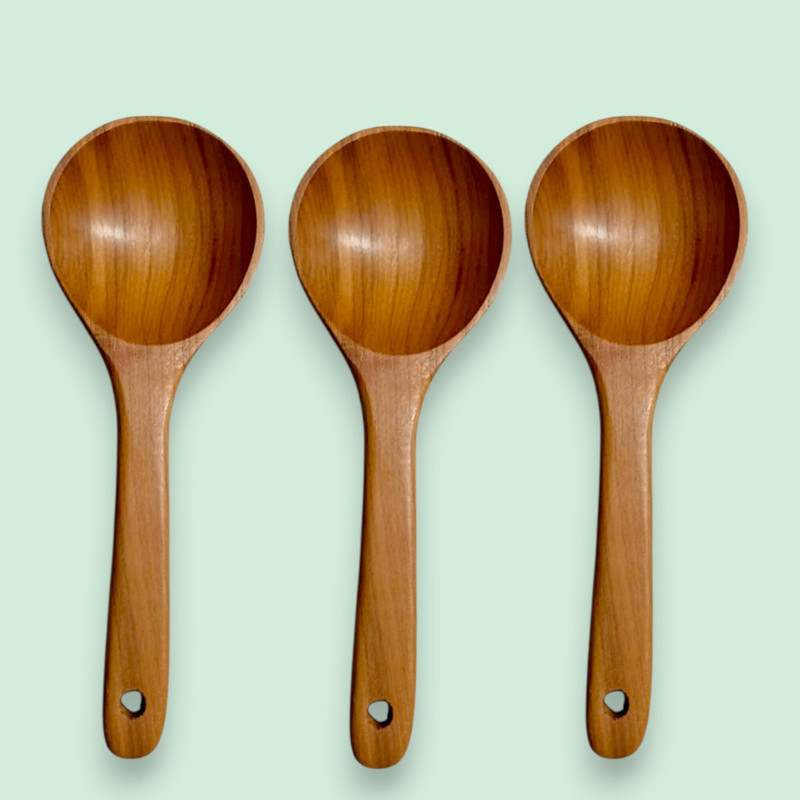 NKW WOODEN SPOON 2 PCS Wooden Serving Spoon, Measuring Spoon Set(Pack of 2)