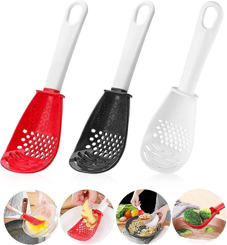 Zibuyu 3 Pack Multifunctional Kitchen Cooking Spoon, Skimmer Scoop Food Strainers Kitchen Scoop
