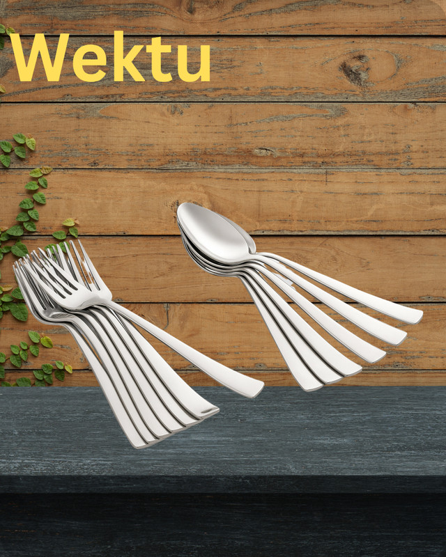 WEKTU Stainless Steel Spoon And Fork/12PC/Food Grade Pass/56 Stainless Steel Cutlery Set(Pack of 12)