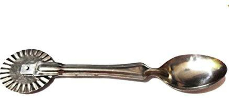 rushabh collections Two in one Spoon with Edge Behind for Cutting Pizza and Other cutting Steel Serving Spoon(Pack of 1)