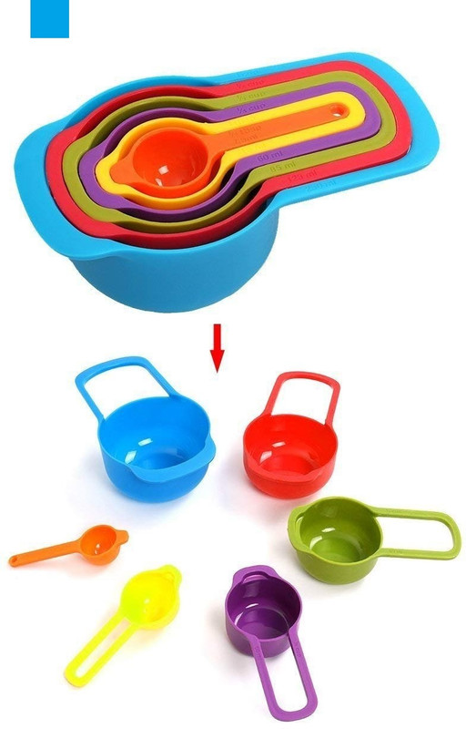 BZILO Measuring Baking Spoons Cups Set of 6-Piece Mix Size Plastic Colorful Colors K4 Plastic Measuring Spoon(Pack of 1)