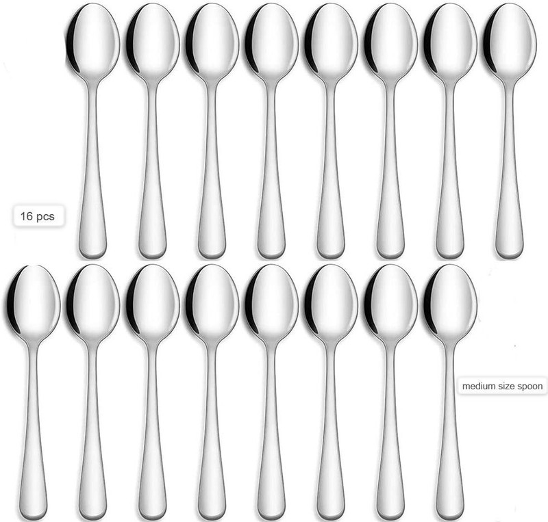 Fably 16 Stainless Steel Table Spoon Cutlery set (pack of 16) Stainless Steel Tea Spoon Set(Pack of 16)
