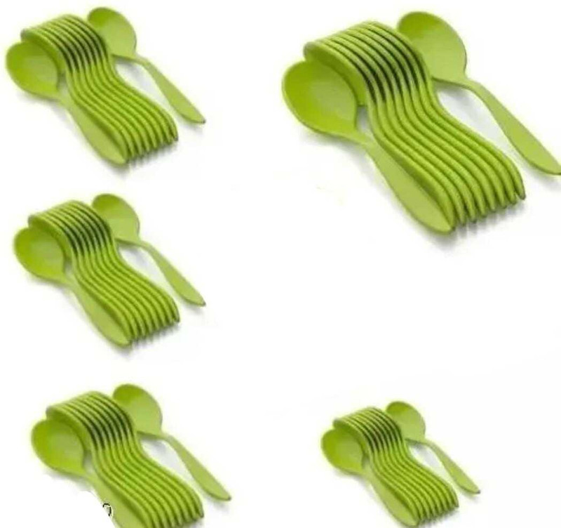SEVRIZ Green Plastic Table Spoon Set Pack of 50 for Daily Use & Parties Plastic Table Spoon Set(Pack of 50)