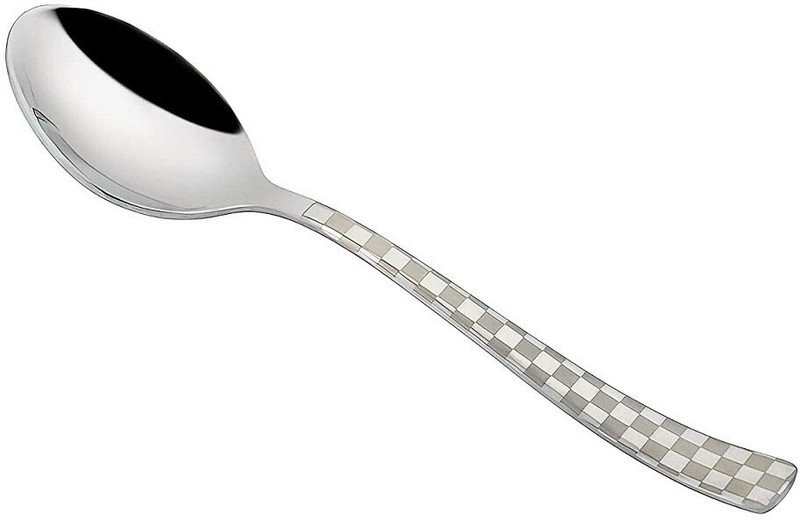 Parage 6 Pieces Premium Dinner Spoons Set, Checks Design 18.5 cm Stainless Steel Table Spoon Set(Pack of 6)