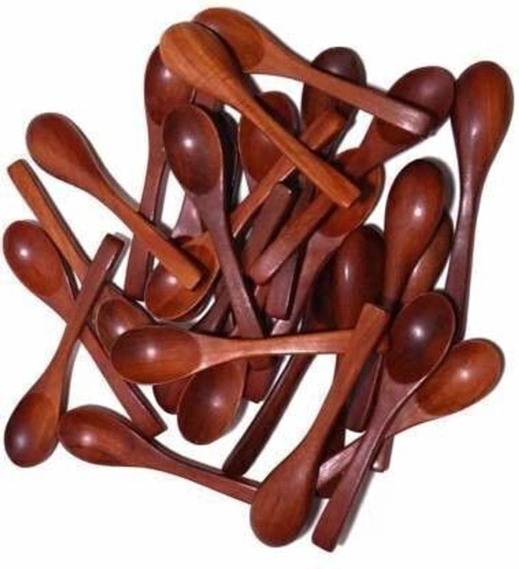 S Z Creation World 12 Wooden Masala Spoon Ice-Cream Sugar Salt Spoons Small Spoons (Pack of 12) Disposable Wooden Sugar Spoon Set(Pack of 12)