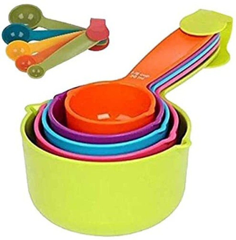 CELEORIS Measuring Cups and Spoons Set of 10 Pieces Imperial and Metric Measures Plastic Measuring Spoon(Pack of 1)