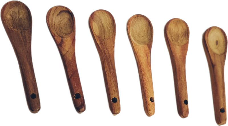 90 Degree Wooden Masala Spoon 6 Set Chamach for Masala Box Wooden Measuring Spoon Set(Pack of 6)