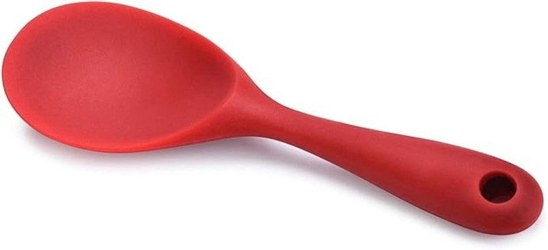 Bekner Non-Stick Rice Spoon Silicone Ladle Soup Spoon with Handle for Dining Table Silicone Serving Spoon(Pack of 1)