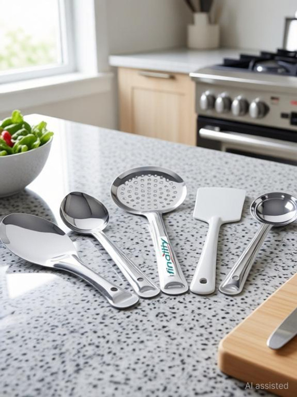 finality Stainless Steel Serving Spoons for Kitchen Set for Dining with 5 Different pcs Disposable Stainless Steel Serving Spoon Set(Pack of 5)