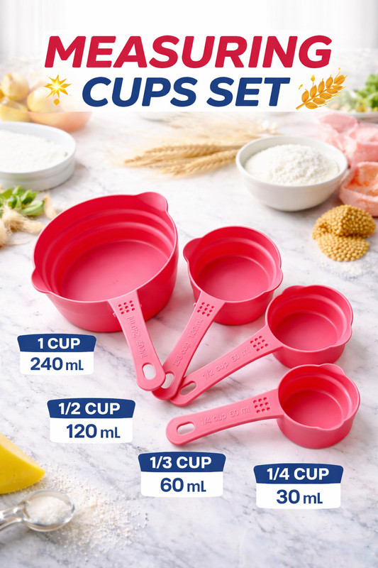 AL ATASH Plastic Measuring Cup and Spoon Plastic Measuring Spoon Set(Pack of 8)