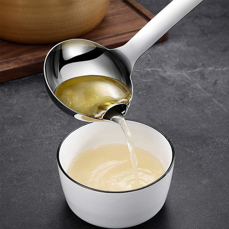 AJB Stainless Steel Oil Soup Separator Spoon-Separated Spoon with Long Handle Kitchen Scoop