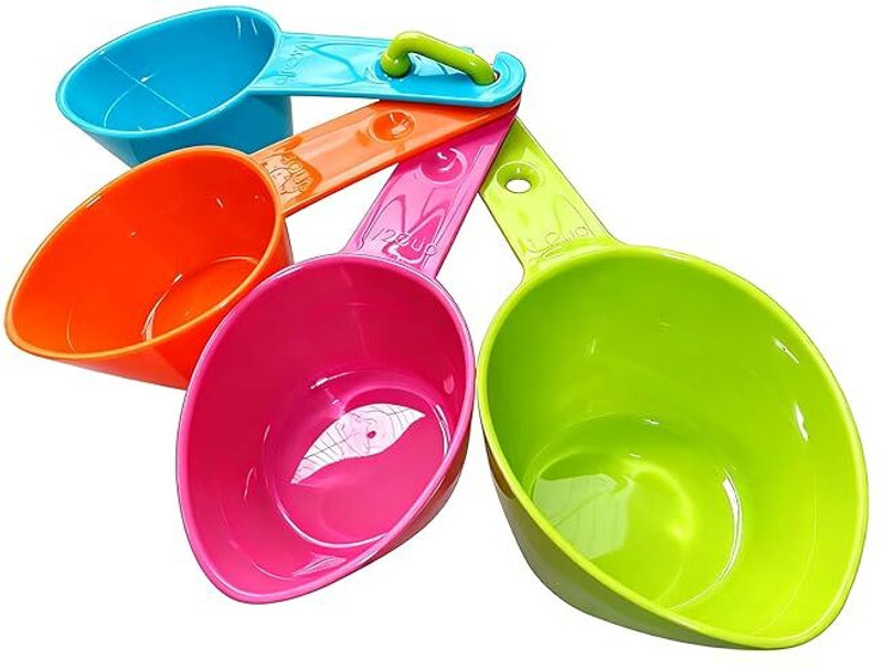 hiroxa Dog Food Scoop Set of 4 | Plastic Measuring Cups for Dog, Cat (Random Color) Disposable Plastic Measuring Spoon Set(Pack of 4)