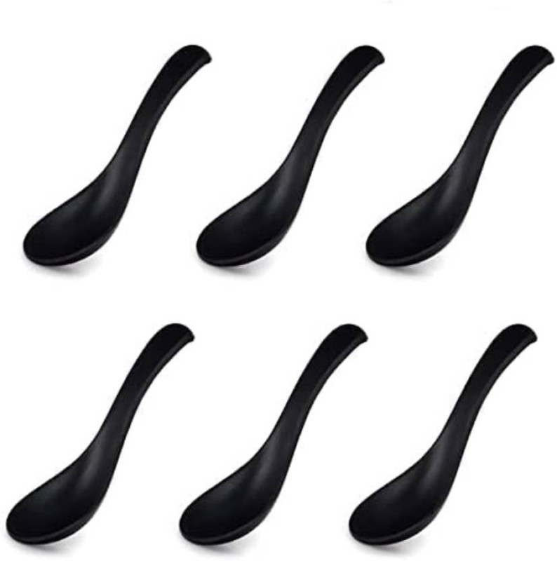 MDNSHO Unbreakable, Black Colorful Soup/Dessert , Food Grade Melamine Soup Spoon Set Melamine Soup Spoon Set(Pack of 6)