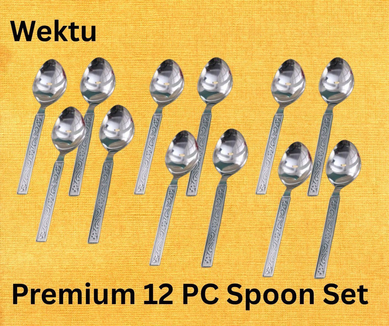 WEKTU Premium Spoon/Stainless Steel/Tea/Table/Soup/Desert/Dinner/12PC65 Stainless Steel Table Spoon Set(Pack of 12)
