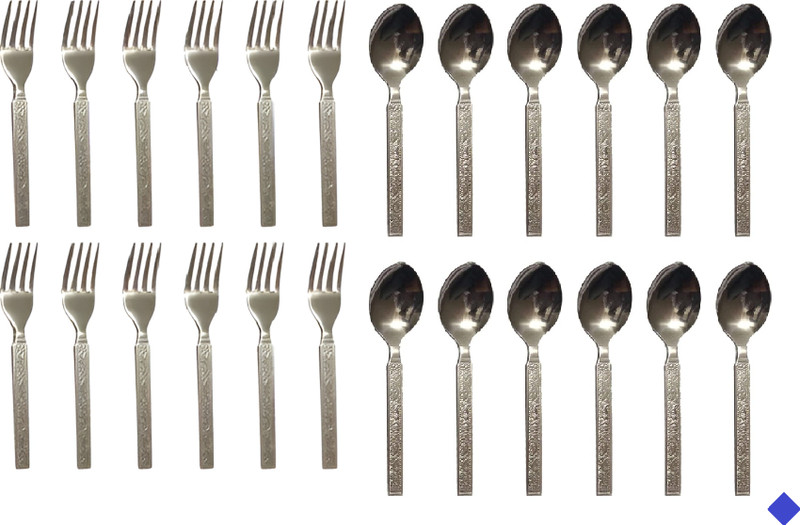 BZILO Premium Stainless Steel 12 Fork & 12 Spoons for Dining Table B_83 Stainless Steel Table Spoon Set(Pack of 24)