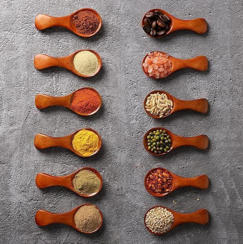 Ruby Perl Eco friendly, PURE HANDMADE WOODEN MASALA SPOONS 100% NATURAL Wooden Measuring Spoon Set(Pack of 12)