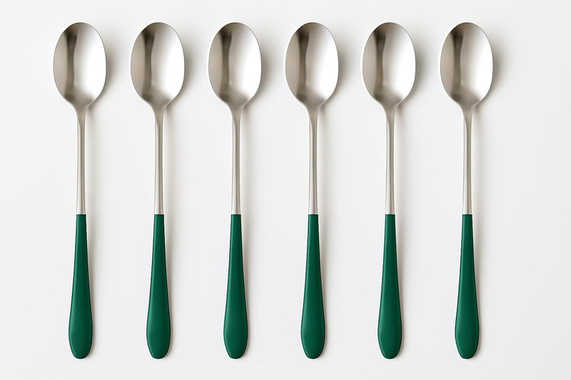 HEOBRO Soda Spoon, Mixing Stirring Spoon Disposable Stainless Steel Ice Tea Spoon Set(Pack of 6)