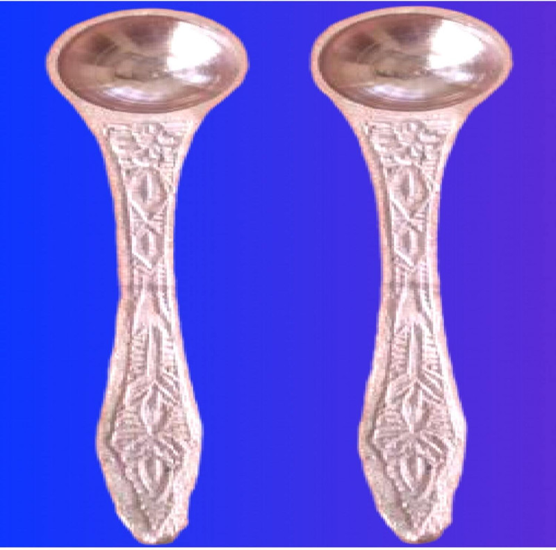 HOIVA Handicraft Pooja Spoon For Serving Ghee and Jal in Hawan Kund- Copper Measuring Spoon Set(Pack of 2)