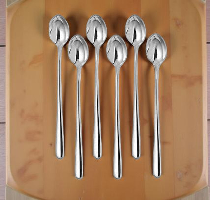 caridge Set of 6 Long Handle Spoons – Stainless Steel, Ideal for Beverages & Desserts Stainless Steel Olive Spoon Set(Pack of 6)
