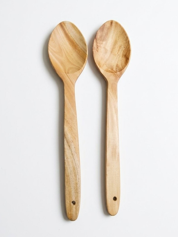 Arshi Premium 2-Piece wooden spoon Disposable Wooden Serving Spoon, Table Spoon, Soup Spoon, Olive Spoon, Measuring Spoon, Dessert Spoon Set(Pack of 2)