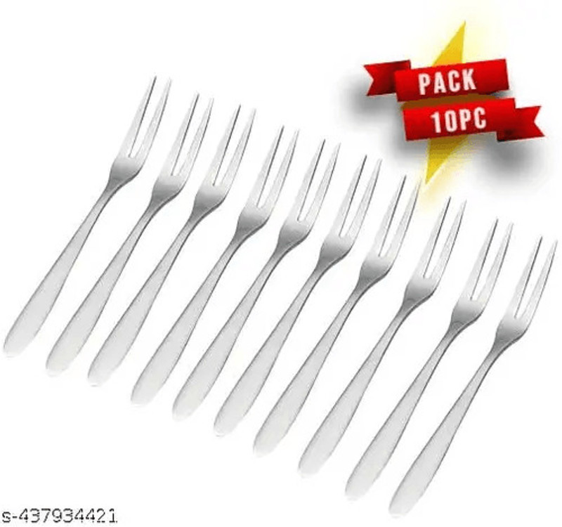 Manorath Premium Stainless Steel Fruit Forks Set of 10 Sleek Design Rust-Free & Easy Grip Disposable Stainless Steel Table Spoon(Pack of 1)