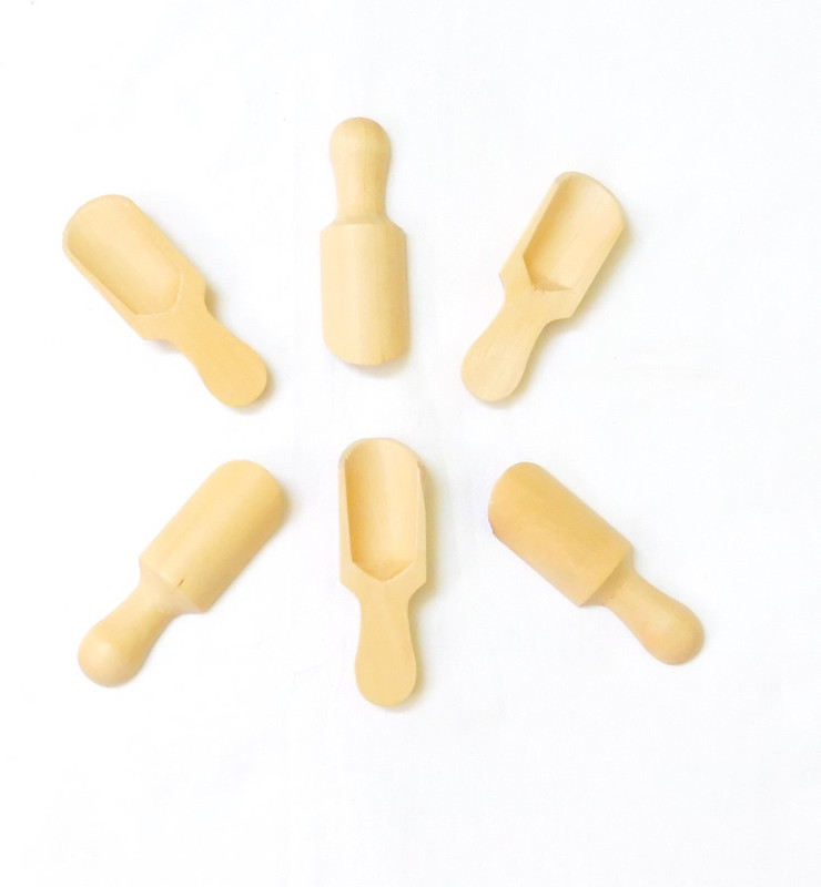 TIMBERCREEK MINI WOODEN SPOON SCOOPS BEIGE 6 PCS SET Wooden Sugar Spoon Set(Pack of 6)