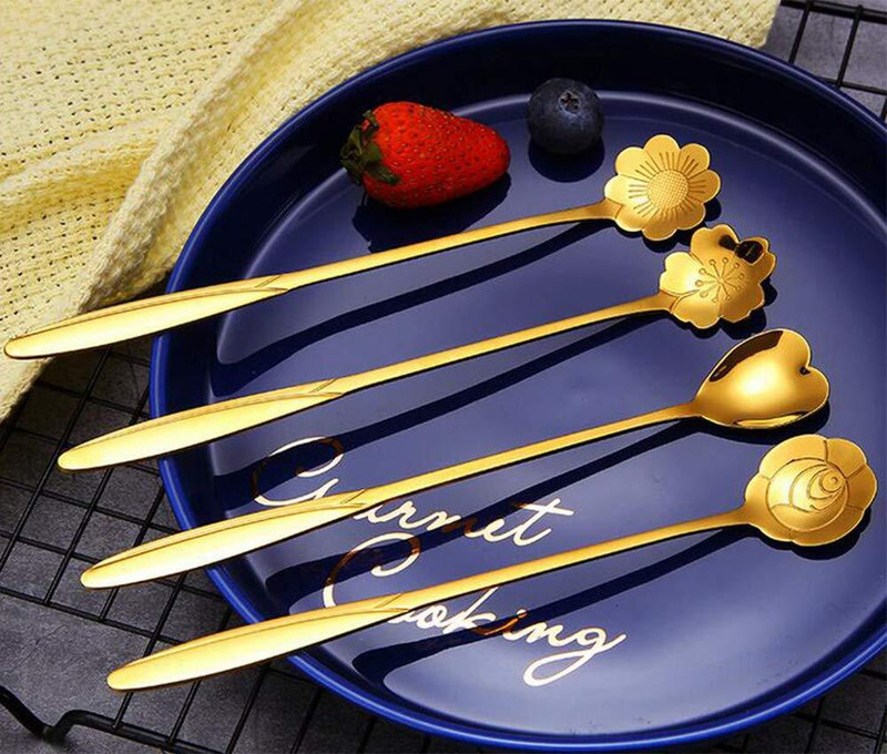 AKHAND ENTERPRISE Golden Spoon Set Stainless Steel Coffee Spoon, Dessert Spoon, Measuring Spoon, Serving Spoon, Sugar Spoon, Table Spoon(Pack of 1)