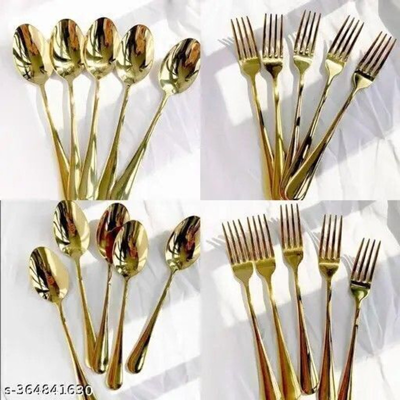 maadadhimati golden spoon Stainless Steel Coffee Spoon Set(Pack of 12)
