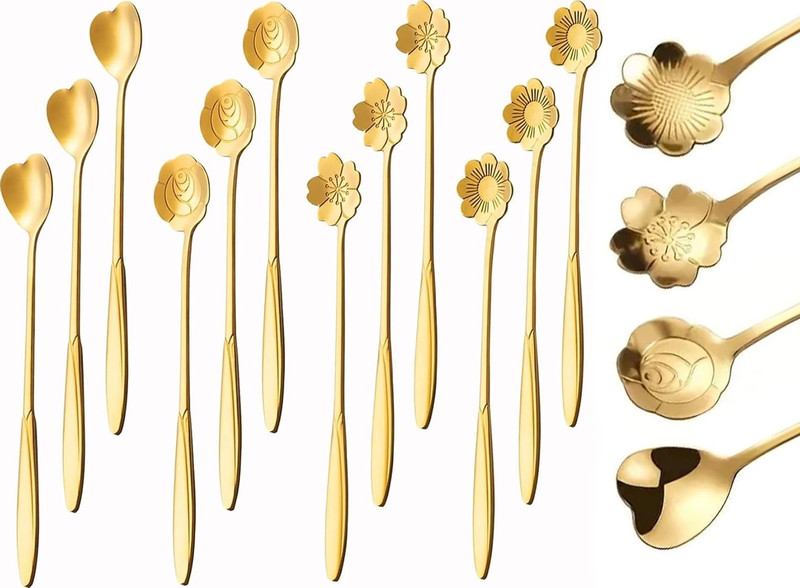 TAPAHPRIYAY Tea Spoons Cafe Bar Spoon Cute Coffee Teaspoon Stainless Steel Coffee Spoon Set(Pack of 12)