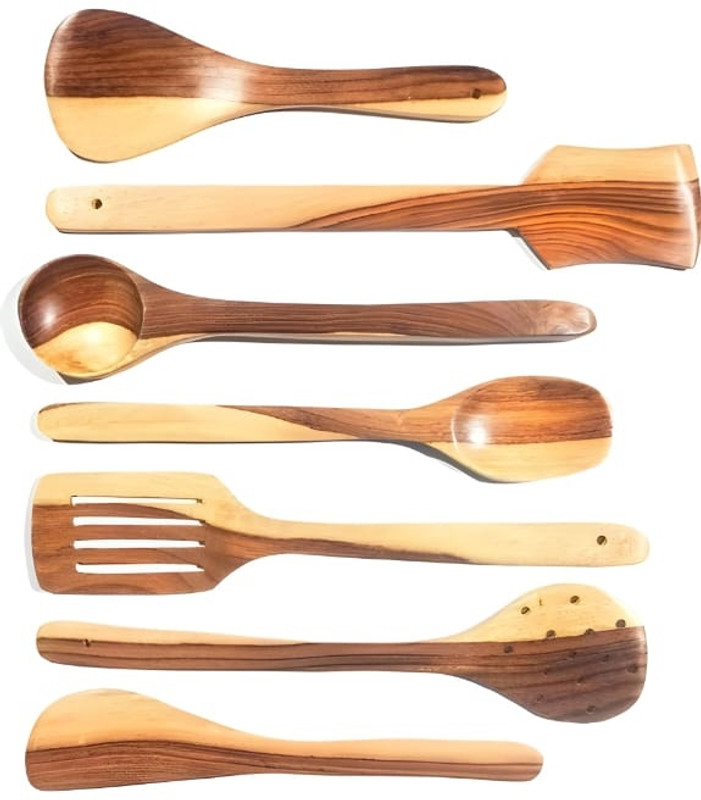 MUJIBURAHAMAN Wooden Measuring Spoon Set for Kitchen Cooking & Serving (Pack of 7) Wooden Measuring Spoon Set(Pack of 7)