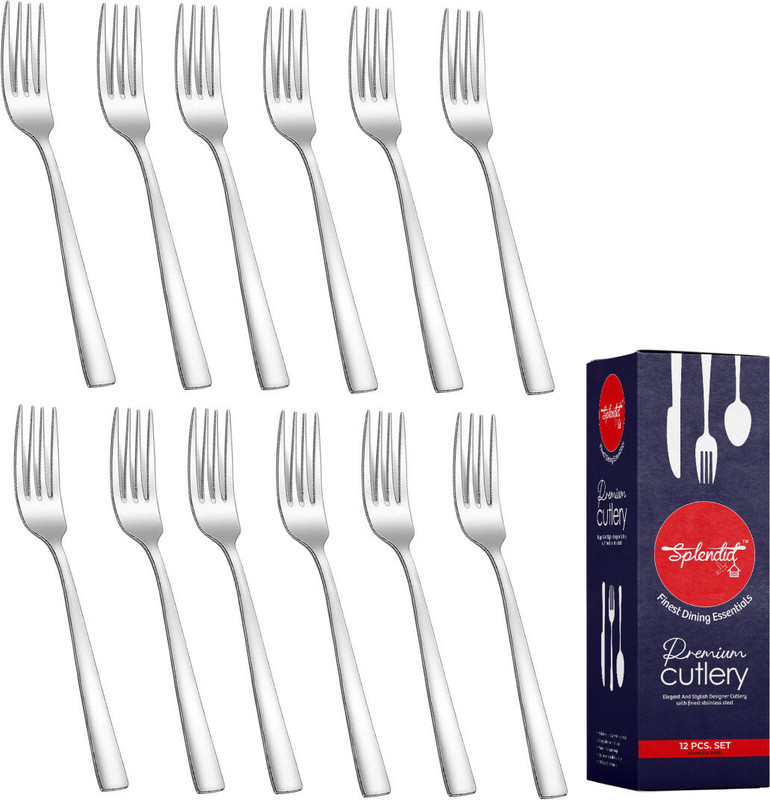 Culinary Crafts 12 Pieces Stainless Steel Dinner Forks Set for Home & Kitchen Stainless Steel Table Spoon Set(Pack of 12)