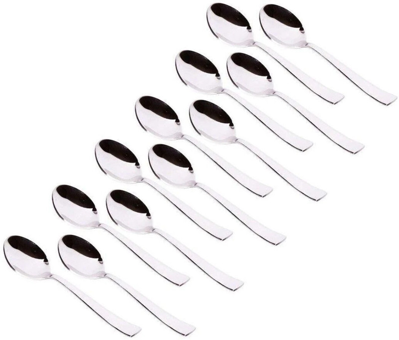 Parage 12 Piece Tea Spoon Set for Tea, Coffee, Sugar, Condiments & Spices, 14.5cm Long, Stainless Steel Table Spoon Set(Pack of 12)