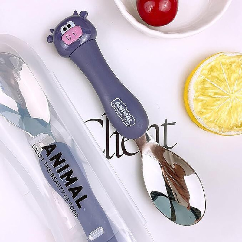 Wolpin Baby Feeding Spoon With Storage Box Kid'S Stainless Steel Spoon Stainless Steel Soup Spoon(Pack of 1)