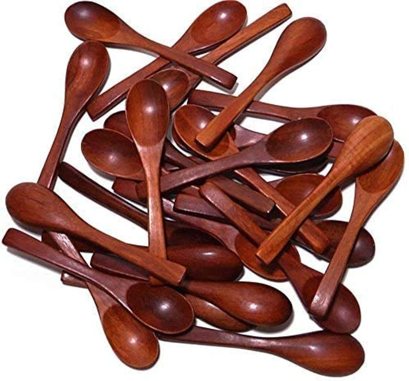HANDYYTWWISST Wooden Small Spoons, Masala Spoon Tableware Spoons for Kitchenware spoons Wooden Coffee Spoon Set(Pack of 12)