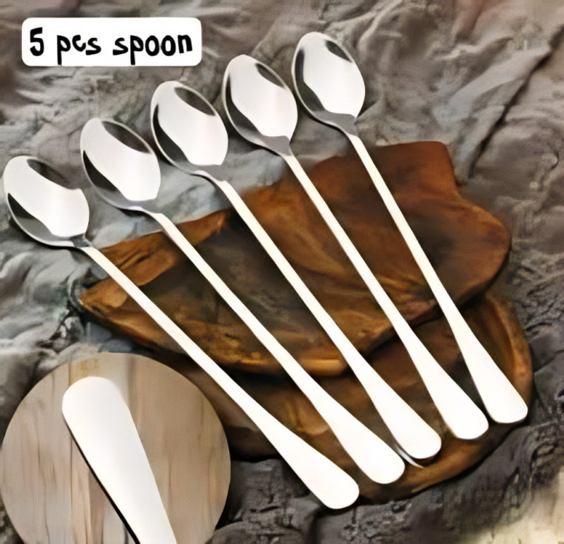 Brandees 5 Long Handle Mixing Spoons Stainless Steel Ice Tea Spoon Set(Pack of 5)