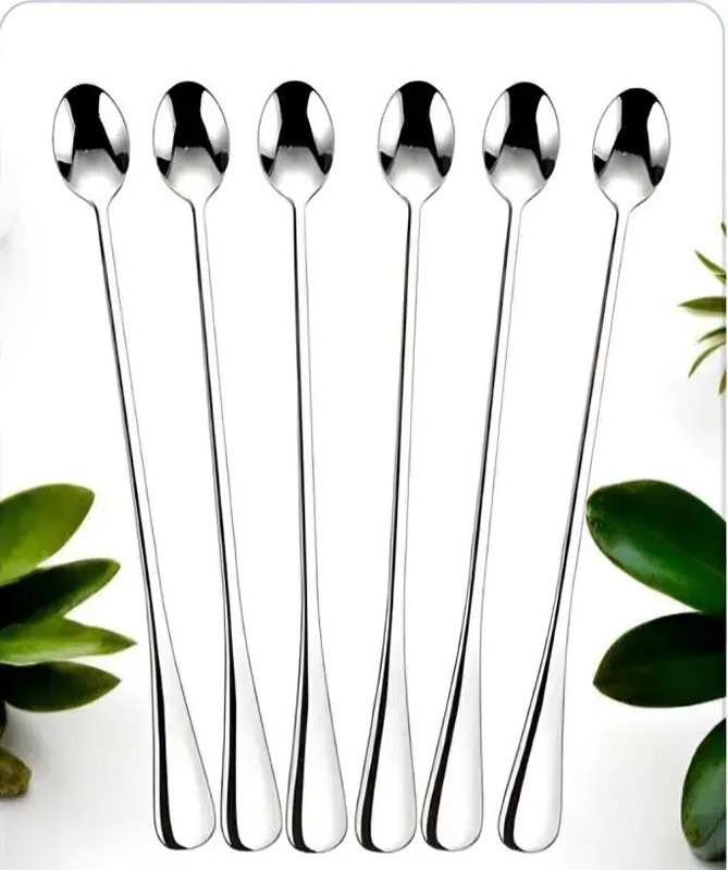 ARSCART Long Handle Soda Stainless Steel Coffee Spoon Set(Pack of 6)