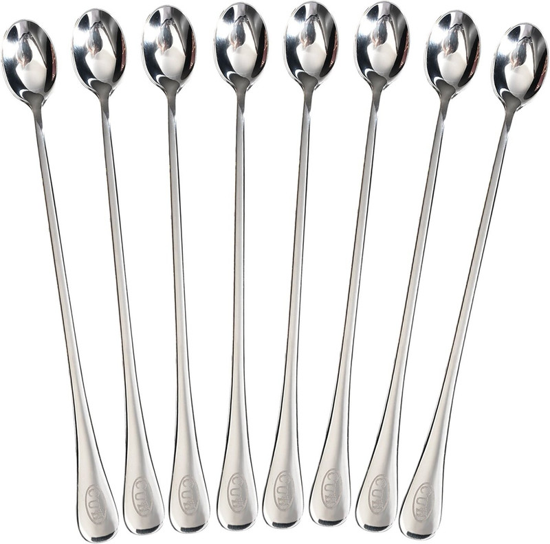 GIFTMART Avi bazar Long handle spoon 8 pieces. Stainless Steel Ice-cream Spoon Set(Pack of 8)