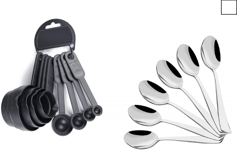 BZILO Combo Pack Of 6 Mix Design Spoon & Measuring Spoon Set of 8-Piece F_22 Plastic Measuring Spoon(Pack of 1)