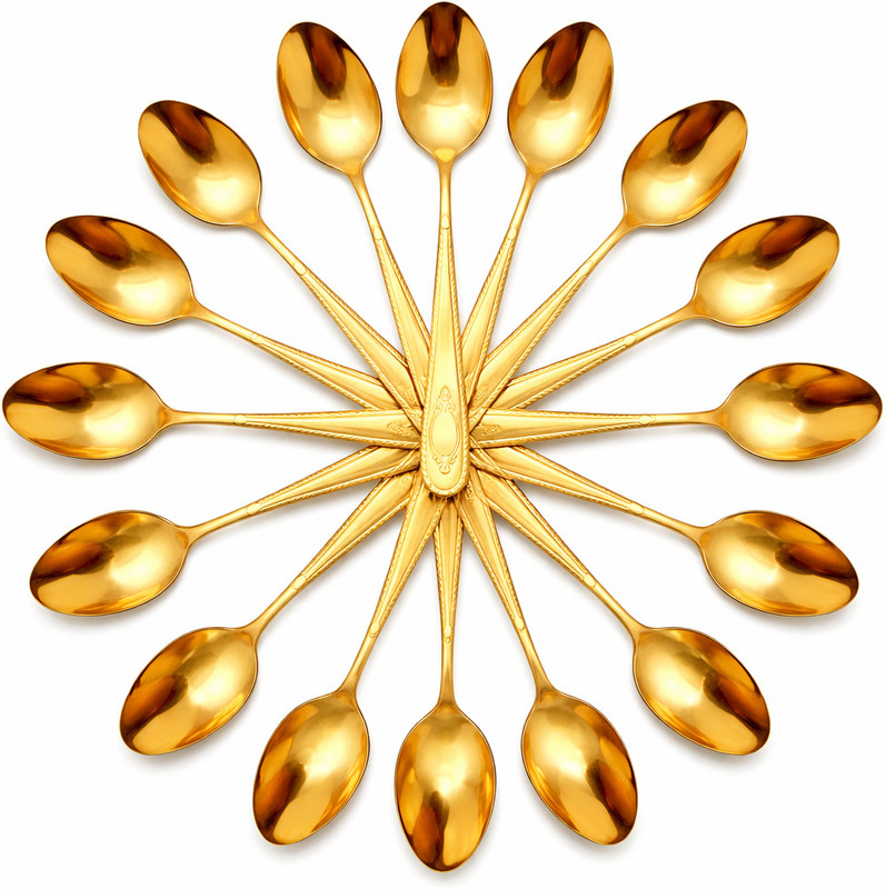 JAMBOREE Gold Spoon 15 cm Stainless Steel Spoons Elegant Mirror Finish Cutlery for Dining Stainless Steel Table Spoon Set(Pack of 12)