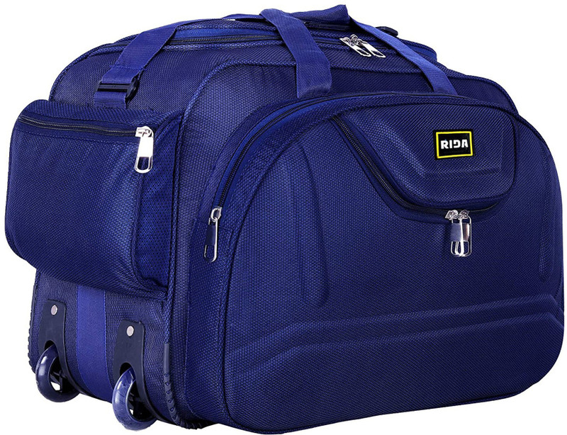 RIDA Nylon 55L Travel Luggage Duffel Bag for Men & Women with Roller Wheels-55 LTR-Blue(Blue, Wheeler)