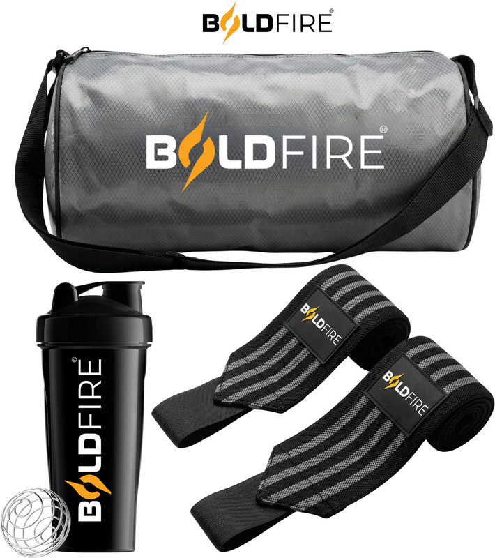 BoldFire Fitness ComboWrist Band With Gym Bag & 700ML Gym Shaker with Whisk Ball(PACKOF3)(Black, Kit Bag)