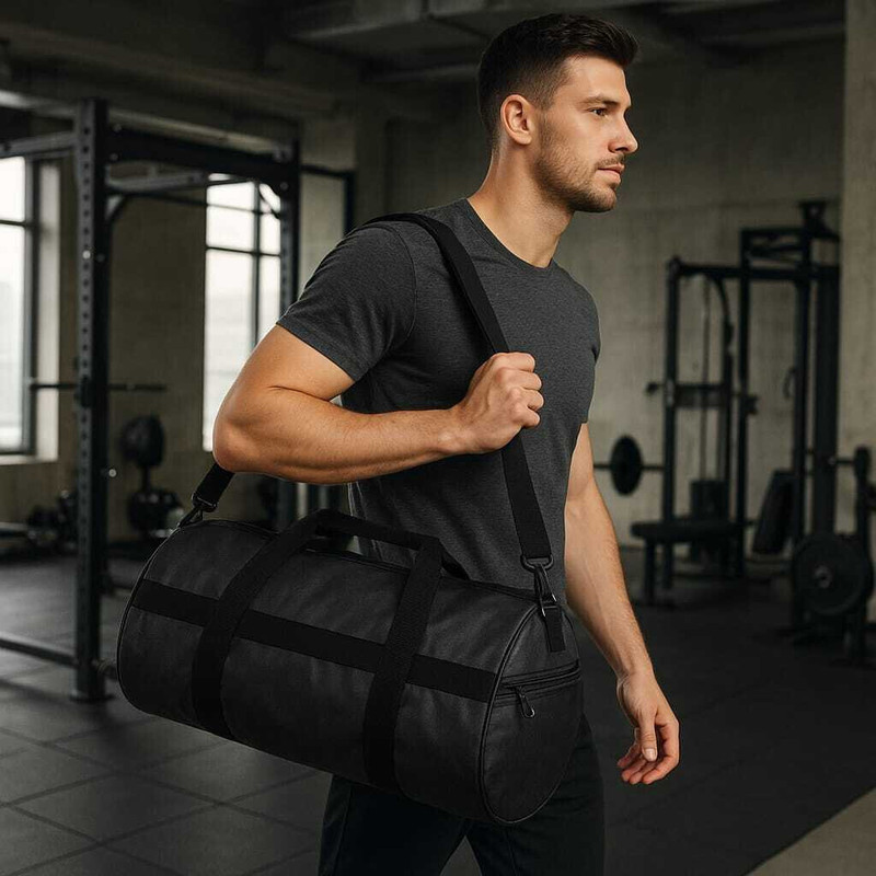 GOKUL GOODS Water Resistant Gym & Travel Duffle Bag with Adjustable Strap and Zipper(Black, Kit Bag)