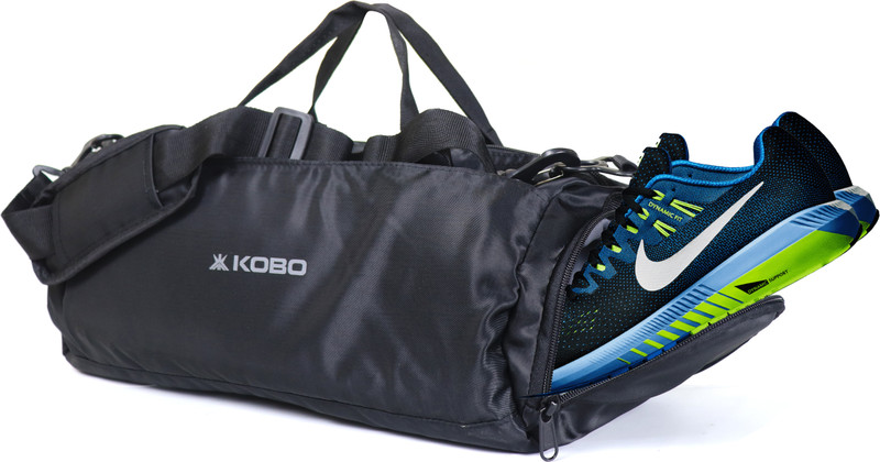KOBO 21 Litre Duffle/Shoulder/Gym Bag Men & Women Separate Shoe Compartment (Black)(Black, Kit Bag)