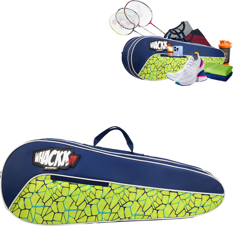 WHACKK Team Navy Green Tennis Badminton Squash Cover Kit Bag 6T 8B Racket Duffel(Green, Messenger Bag)