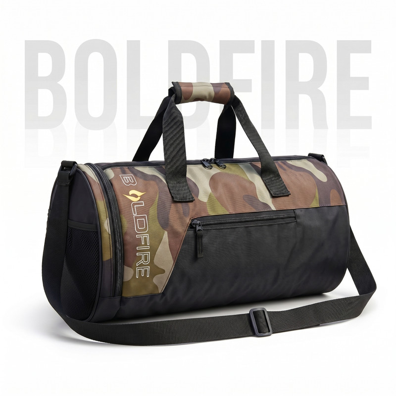 BoldFire Camouflage Gym Sports Bag for Men | Lightweight Travel Bag with Shoulder Strap(Multicolor, Kit Bag)