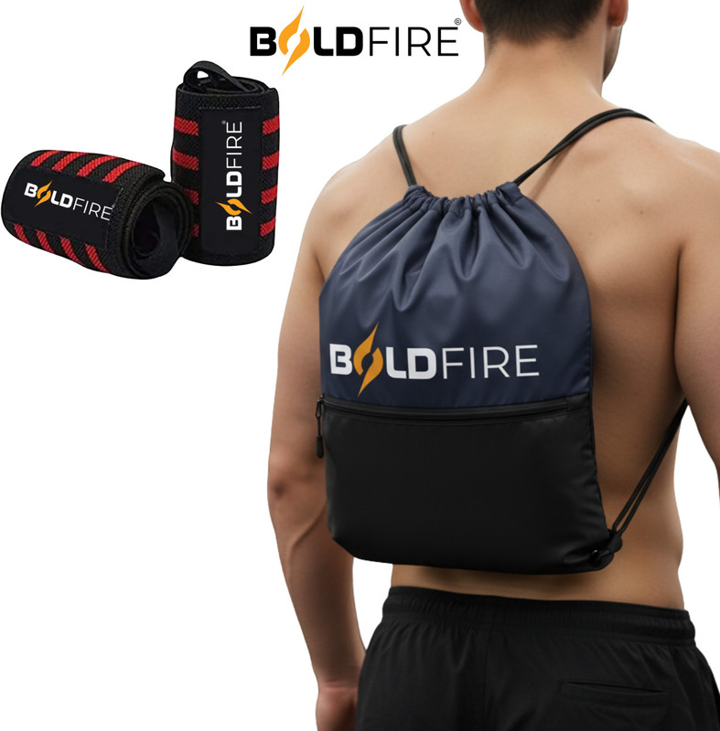 iamalot Gym Drawstring Bag with Wrist Support Straps | Lightweight Sports Backpack(Black, Kit Bag)
