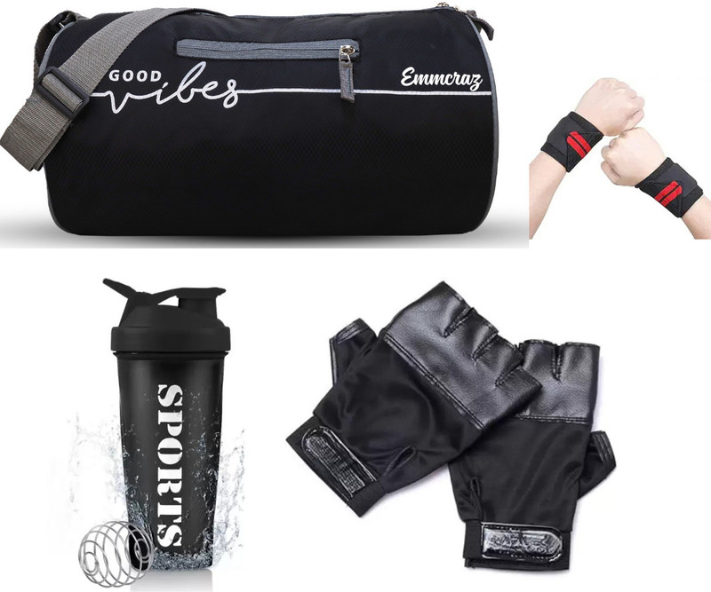 EMMCRAZ Stylish Polyester gym bag 4in1 combo kit bag(Black, Kit Bag)