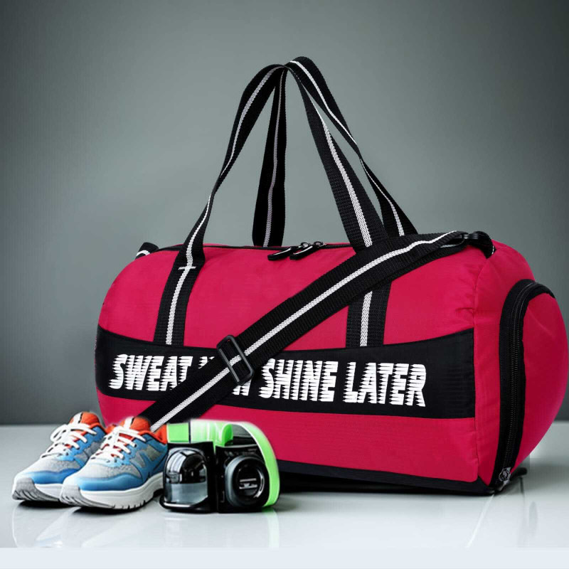 MR COLLECTIONS sports gym bag with separate shoe compartment and motivational quote.-(K18)(Red, Kit Bag)