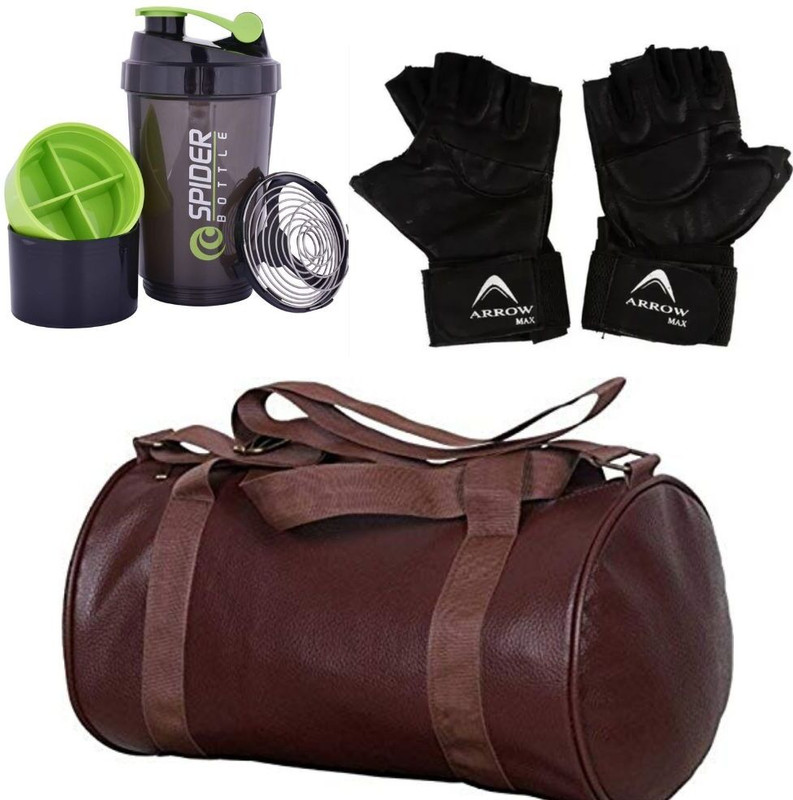 ArrowMax Leather Gym Bag Duffle Bag Carry Kit Bag For Men Women Travel(Brown, Kit Bag)