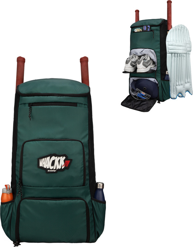 WHACKK Pollock Cricket Bag, Large Kit Bag with Dual Bat Pockets(Green, Kit Bag)